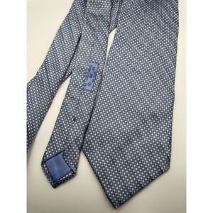 Dunhill Mens Blue Geometric Micro Pattern 100% Silk Necktie Made in Italy